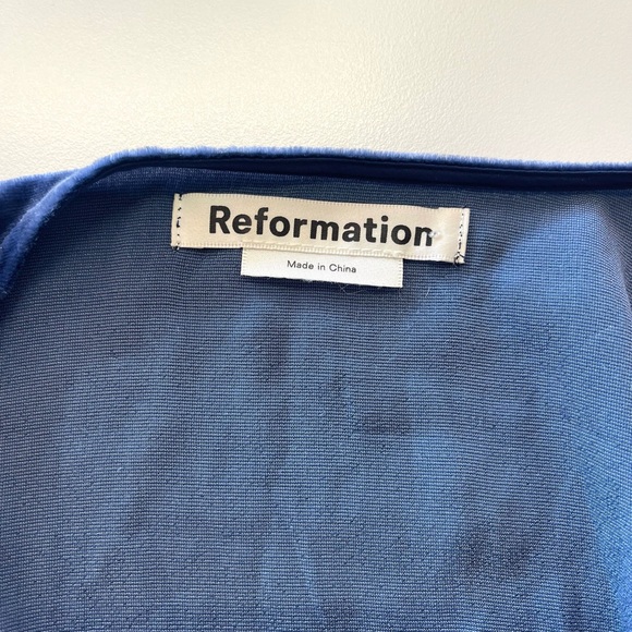 Reformation Blue Velvet Boheme Mini Wrap Dress XS - Picture 11 of 12